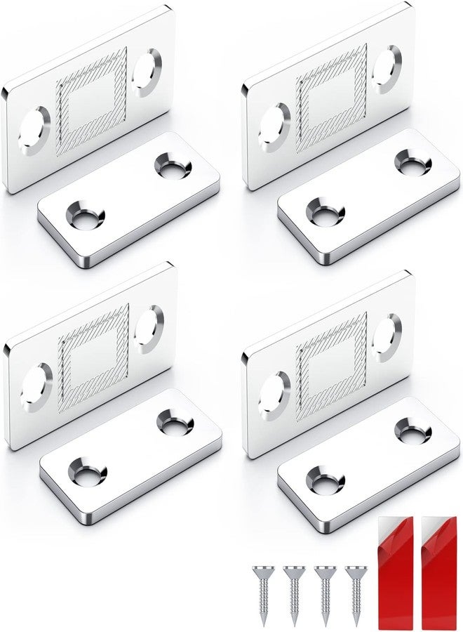 JICOOT 4 Pack Cabinet Door Magnets Ultra Thin Magnetic Door Latch with Stainless Steel Screws and Self-Adhesive Drawer Magnet Catch for Kitchen Cabinet Closer Sliding Door Closure Cupboard Closet - Image 1